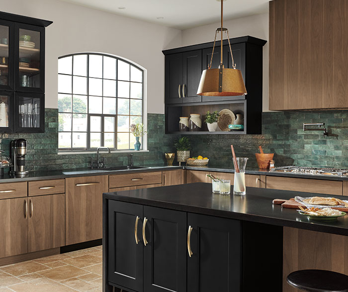 Transitional Walnut and Maple Kitchen Cabinets
