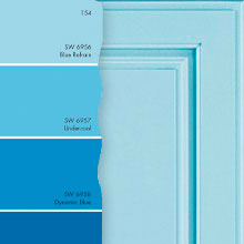 Custom color sample door and blue paint fan deck page