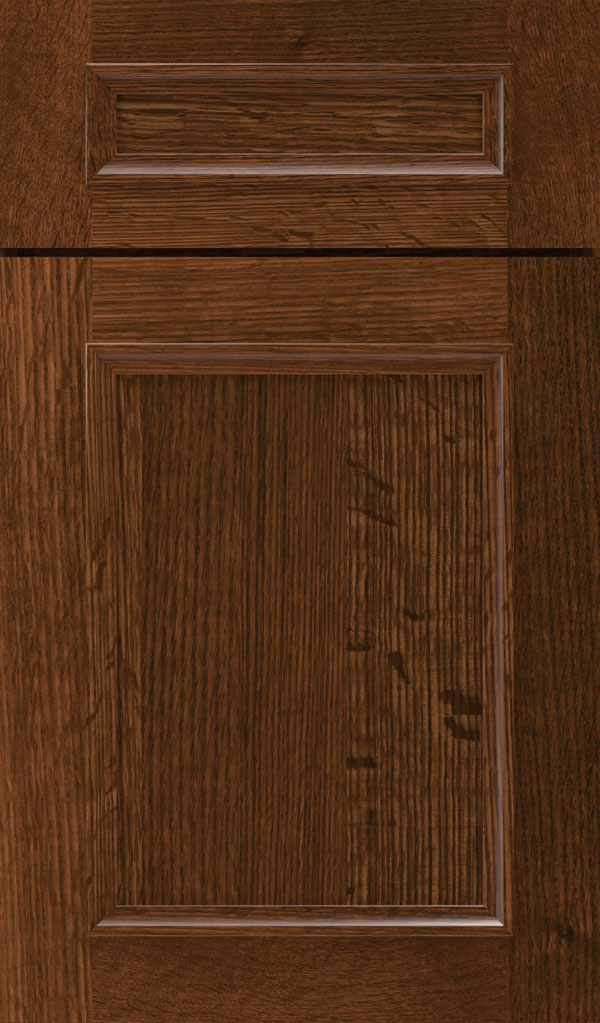 Haskins 5-Piece Quartersawn Oak recessed panel cabinet door in Sepia